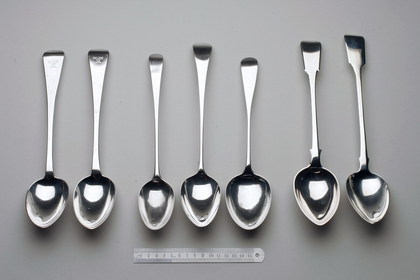 Silver Basting spoons (Pair) - tulip crest